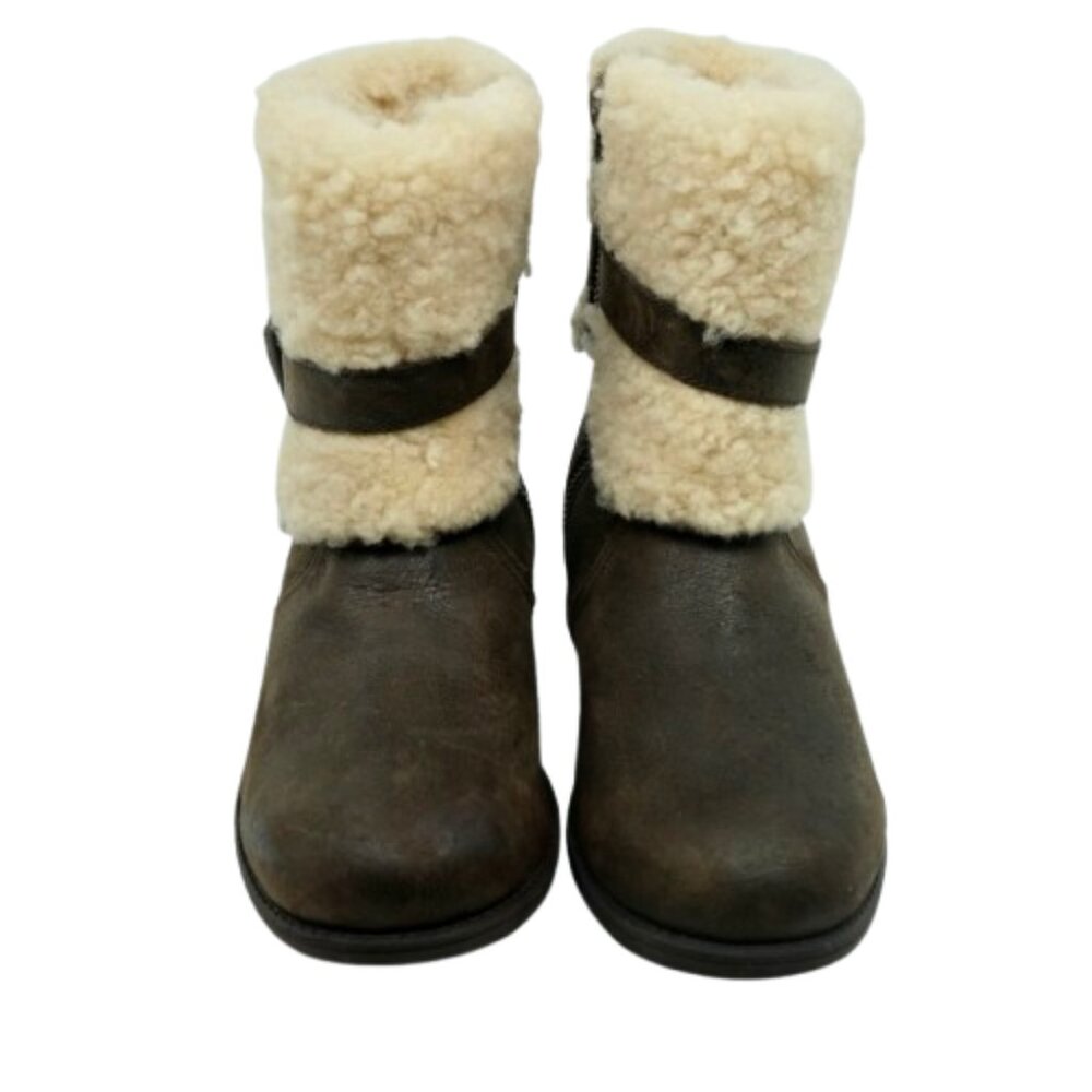 UGG ~BLAYRE II SUEDE BOOT~LEATHER SHEARLING LINED SIDE ZIP in ESPRESSO Sz 8 - Picture 3 of 8